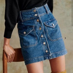 Sezane Bettie Skirt Baby Blue Organic Cotton